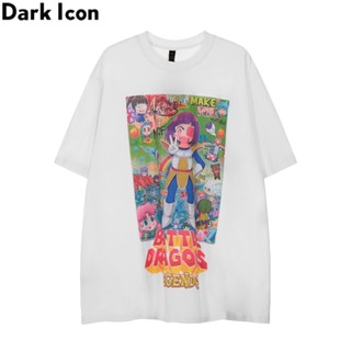 เสื้อยืดลําลอง ผ้าฝ้าย แขนสั้น พิมพ์ลาย Dark Icon สีดํา สไตล์ฮิปฮอป สตรีท โอเวอร์ไซซ์ แฟชั่นฤดูร้อน สําหรับผู้ชาย 2_04