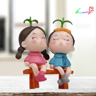【AG】Miniatures Micro Landscape Gardening Decoration Cartoon Stool Couple Landscaping Doll Ornament