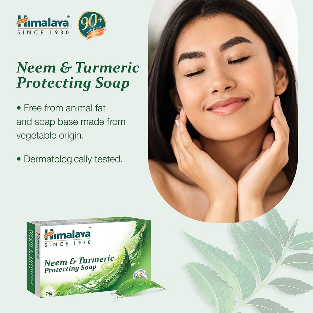 125g-สบู่ลดสิว-ทั้งหน้าและตัว-คุมความมันลดเชื้อแบคทีเรีย-ผดผื่น-ลดกลิ่นตัวhimalaya-herbals-neem-and-turmeric-soap