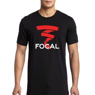 Yuanl5 {พร้อมส่ง เสื้อยืดลําลอง ผ้าฝ้าย 100% แขนสั้น พิมพ์ลายโลโก้ Focal Speakers Subwoofers สีดํา พลัสไซซ์ ของขวัญวันเก