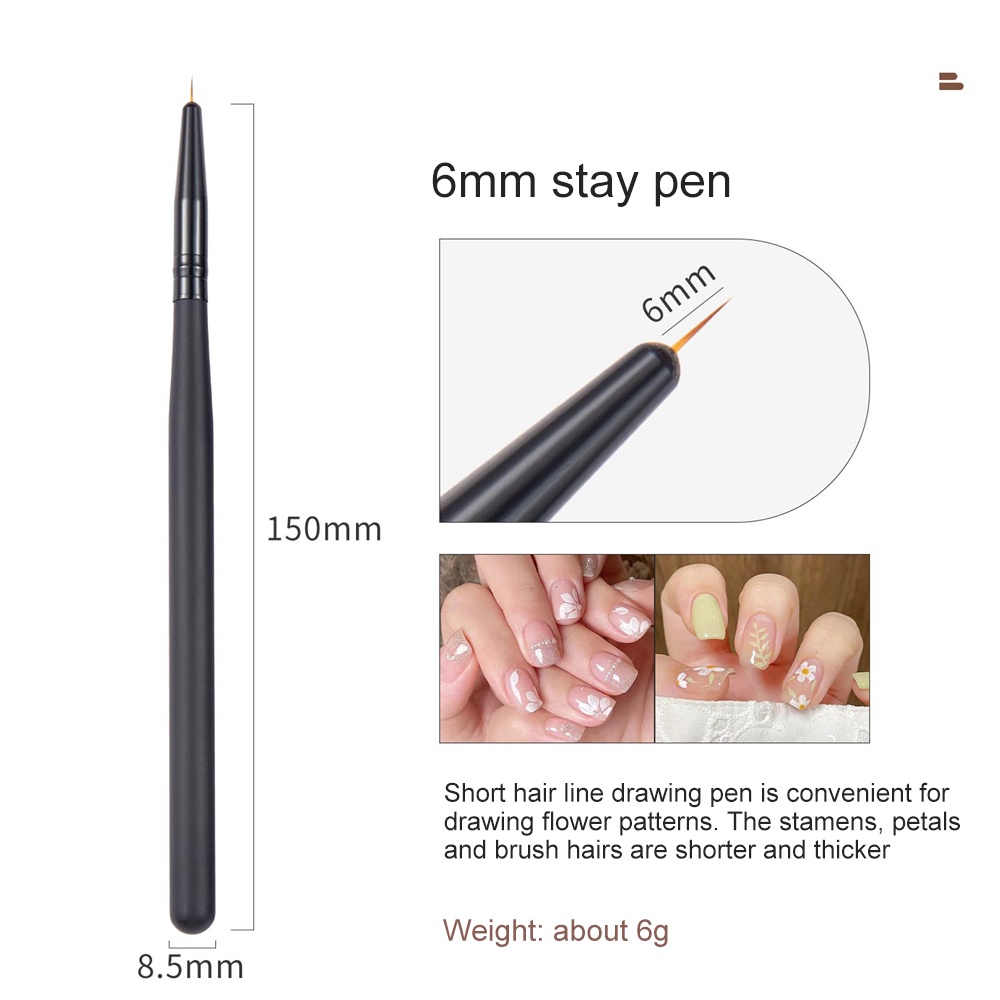 เล็บดึงแปรงไม้เนื้อแข็งก้านวาดเส้นเล็บเครื่องมือปากกาเล็บทาสีกาวปากกา-booboom