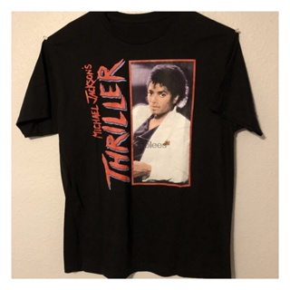 เสื้อยืดพิมพ์ลายแฟชั่น Michael Jackson Thriller ไมเคิล แจ็คสัน สไตล์วินเทจ สําหรับผู้ชาย&amp;#เสื้อยืด พิมพ์ลาย King ofS