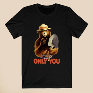 1 Printed Cotton T-Shirt Smoke Only The Bear You Forest Icon Minimalist Style For Men._04