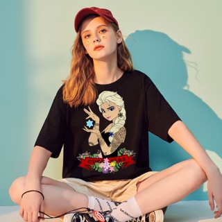 Dark Princess Tattoo girl Selfie t shirt Women Tops wonderland Disney Princess graphic tees T-shirts_03