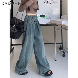 DaDuHey🎈 Korean Style New Women Wide-Leg Jeans Slim High Waist Loose Ins Draping Washed Distressed Y2K All-match Girls Pants