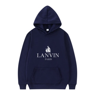 ใหม่ Lanvin เสื้อกันหนาว เสื้อฮู้ดดี้ แบบสวมหัว สไตล์วินเทจ โอเวอร์ไซซ์ แฟชั่นสําหรับผู้ชาย ผู้หญิง 2023
