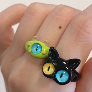 แหวนอาหาร รูปตาแมว ขนาดเล็ก สีเขียว เหมาะกับของขวัญ สําหรับนักเรียน