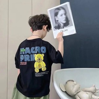 เสื้อยืดแขนสั้น ขนาดใหญ่ สไตล์เกาหลี แฟชั่นฤดูร้อน สําหรับเด็กผู้ชาย