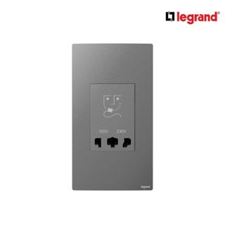 Legrand เต้ารับเครื่องโกนหนวด 2 ช่อง สีเทาดำ 2G Shaver Socket รุ่นมาเรียเซนต์ | Mallia Senses | Dark Silver | 281135DS