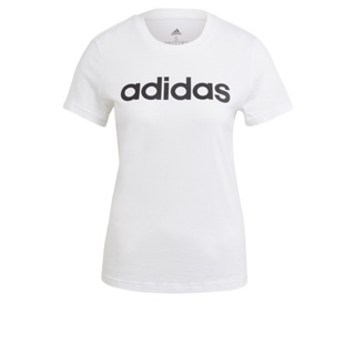 adidas ไลฟ์สไตล์ เสื้อยืดโลโก้ทรงสลิม LOUNGEWEAR Essentials ผู้หญิง สีขาว GL0768