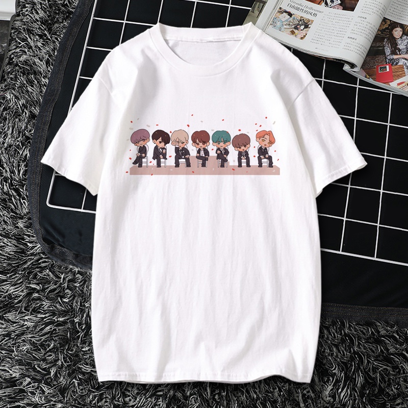 ใหม่เอี่ยมเสื้อทีเชิ้ตแขนสั้นแบบเดียวกับ-bts-bts-bts-bts-bts-bts-bts-มินนี่จินนันจุนเสื้อเชียร์แฟนการ์ตูนฮิตในฤดูใบ