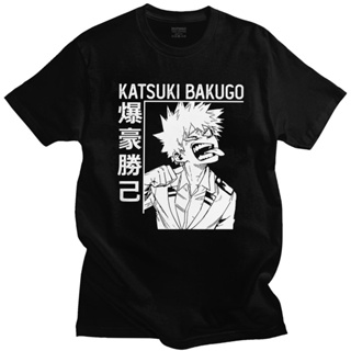 Funny Mens Katsuki Bakugo Boku No Hero Academia Cotton Anime Tee Shirt Short Sleeve Manga All Might Tshirt Merch T_04