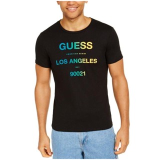 พร้อมส่ง GUESS เสื้อยืดแขนสั้น ผ้าฝ้าย พิมพ์ลายโมโนแกรม ระบายอากาศ แฟชั่นฤดูร้อน สําหรับผู้ชาย