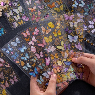 สติกเกอร์ PET รูปผีเสื้อ กลิตเตอร์ กันน้ํา หลากสี สําหรับตกแต่งสมุดไดอารี่ ปฏิทิน อัลบั้ม สมุดบันทึก