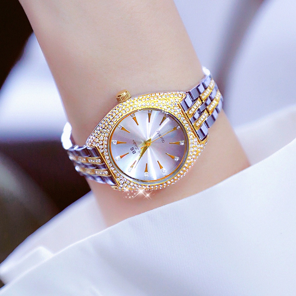 bs-bee-sister-นาฬิกาข้อมือควอตซ์แฟชั่น-สายแสตนเลส-กันน้ํา-ประดับเพชร-สําหรับสตรี-fa1657