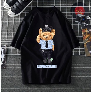 <myBhaju> Police teddy bear costume t-shirt printed polis street wear baggy tops tees short sleeves women men lelak_02