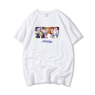 Cartoon Disney Princess Print Short Sleeve Summer Cotton All-match Girlfriends T-shirt Ins Fashion Trend Loose Top _03