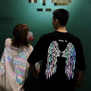 Spot new reflective colorful angel wings shirt mens and womens oversized shirt mens short-sleeved T-shirt reflec_01