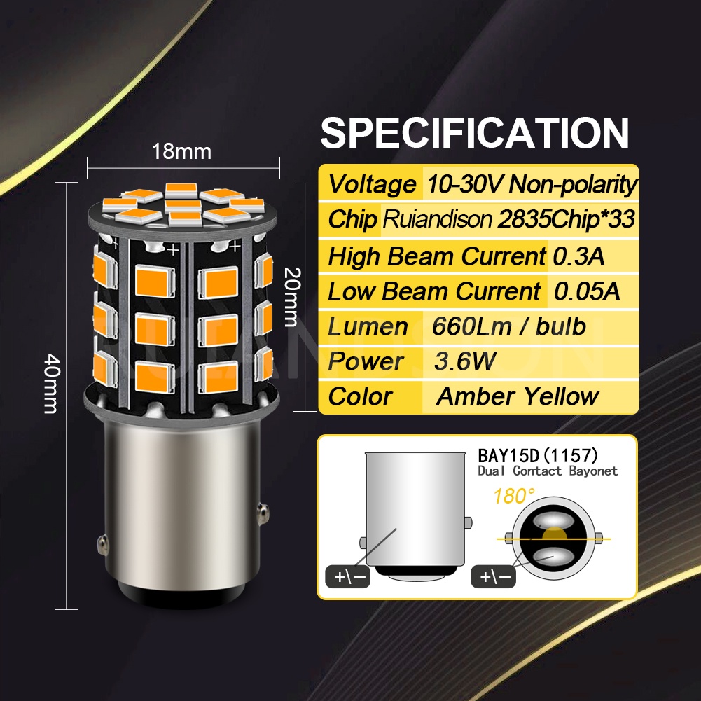ไฟท้ายจอดรถ LED 1157 BAY15D BAZ15D BAW15D 10-30V 33 ชิป สีขาว เหลือง ...