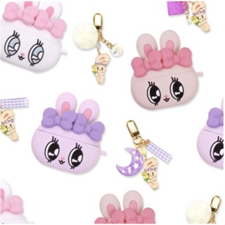 Esther bunny - Silicon case with keyring option compatible for Airpods pro / pro 2 pink purple ribbon heart rabbit