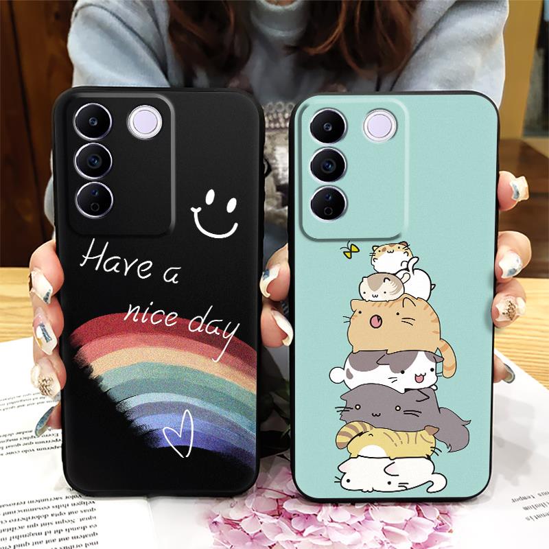shockproof-silicone-phone-case-for-vivo-s16-s16-pro-v27-v27-pro-v27e-5g-soft-case-cartoon-new-arrival-soft-cute-fashion-design-frosted-anti-knock-durable
