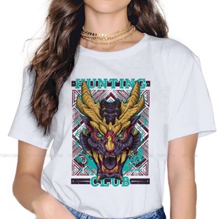 เสื้อยืด พิมพ์ลาย Wyvern of Malice Monster Hunter Game สไตล์วินเทจ แฟชั่นคลาสสิก สําหรับผู้หญิง_03