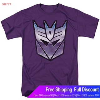 เสื้อยืดผ้าฝ้ายพิมพ์ลายSKTT1 เสื้อยืดผู้ชายและผู้หญิง Transformers Vintage Decepticon Logo Unisex Adult T Shirt For_07
