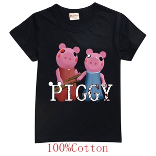 100% Cotton in Stock Summer Roblox Boy Tops Short Sleeve PIGGY T-shirt Kids Clothes Fashion Printing Tees Boys Shir_03