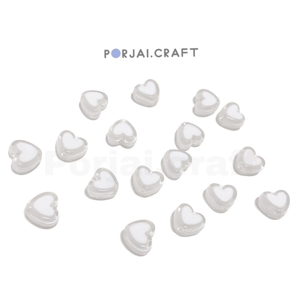 ภาพหน้าปกสินค้าลูกปัดหัวใจขาว White Heart beads จากร้าน porjai.craft บน Shopee