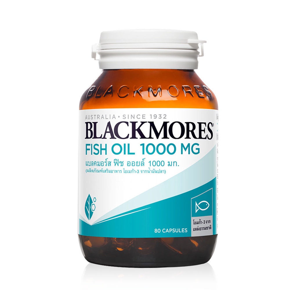 blackmores-fish-oil-1000mg-80-capsules-แบลคมอร์ส-ฟิช-ออยล์-ผลิตภัณฑ์เสริมอาหารน้ำมันปลา