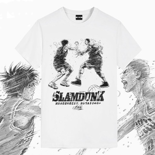 S-5XL Slam Dunk Co-Branded T-Shirt Rukawa Maple Sakuragi Flower Road Anime Summer Mens Pure Cotton Sports Short_08
