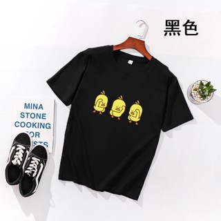 Summer couple cartoon little yellow duck short sleeve T-shirt white loose and versatile half sleeve _03