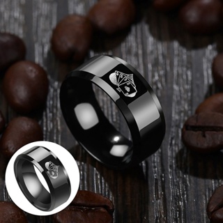 [B_398] แหวนสวมนิ้วมือ อัลลอย พิมพ์ลาย สีดํา สําหรับเล่นไพ่ เครื่องประดับ ของขวัญ