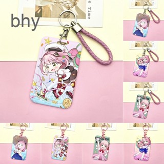 Bhy เคสใส่บัตรเครดิต หนัง Pu ลายการ์ตูนอนิเมะ Spy X Family พร้อมเชือกถัก สําหรับบัตรรถบัส