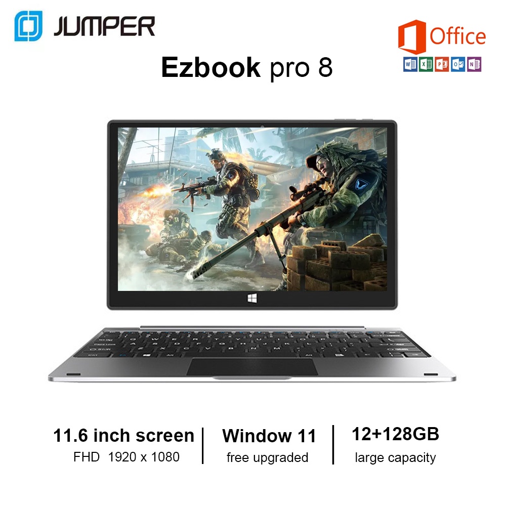 ภาพหน้าปกสินค้าJumper Ezpad Pro 8 11.6 Inch Laptop Tablet 128gb SSD 6gb Ram Intel Celeron N3350 Windows 11 Office Install