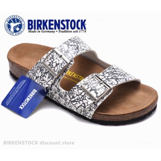 【Original】Birkenstock Arizona Mens/Female Classic Cork Pattern Leather Slippers Beach Casual Shoes 34-46