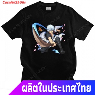 ConverShoes เสื้อยืดยอดนิยม Carelin1188 2021 Classic Mens Anime Samurai Gintama T-shirt Short-Sleeve Cotton Tshirt _07