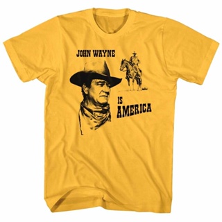 เสื้อยืดพิมพ์ลายแฟชั่น เสื้อยืด พิมพ์ลาย John Wayne Is America The Duke Cowboy Horseback Icon Legend Hero สําหรับผู_04