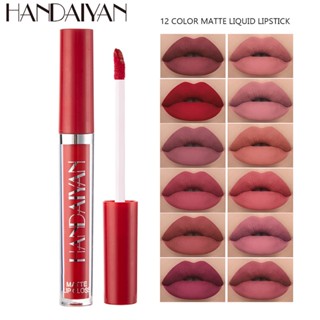 Handaiyan ลิปสติก ลิปกลอส เนื้อแมตต์ กันน้ํา ติดทนนาน 12 สี