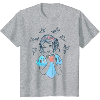 Disney Snow White Birds And Apple Sketch T-Shirt Brand new round collar pure cotton short sleeves_01