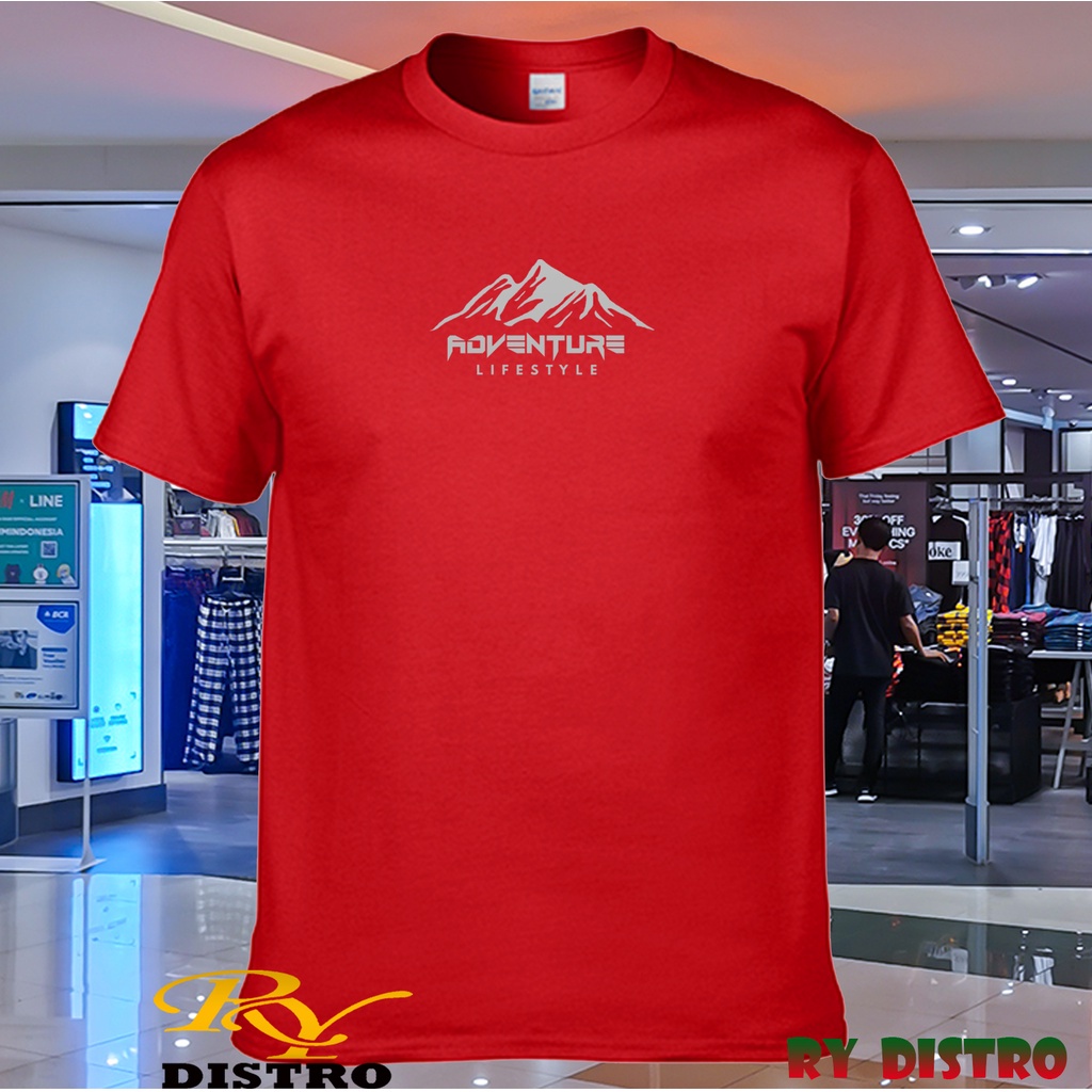 เสื้อยืดแขนสั้น-พิมพ์ลายภูเขา-adventure-lifestyle-สีเงิน-สําหรับผู้ชาย