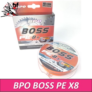 สายพีอี สายไดนีม่า BOSS X8 ขนาด100เมตร สายสีส้ม