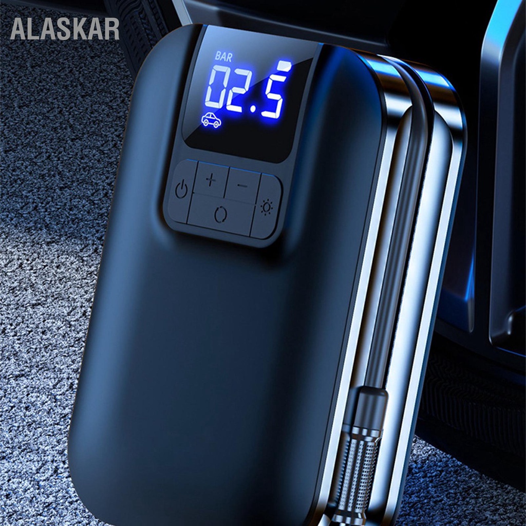 alaskar-รถยาง-inflator-fast-inflate-ไฟฟ้าไร้สายปั๊มลมแบบพกพาพร้อมเครื่องวัดความดันสำหรับ-suv-รถจักรยานยนต์ไฟฟ้าจักรยาน