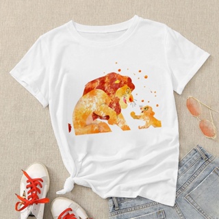 Tshirt Vintage Womens T shirt The Lion King Simba Printed Aesthetic Clothes White Basic Tops_01