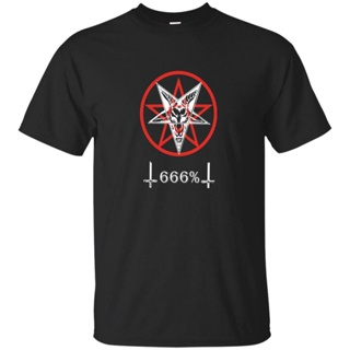 666% Satanic Pentagram Baphomet Occult Dark Inverted Cross Gothic Black Tshirt_01