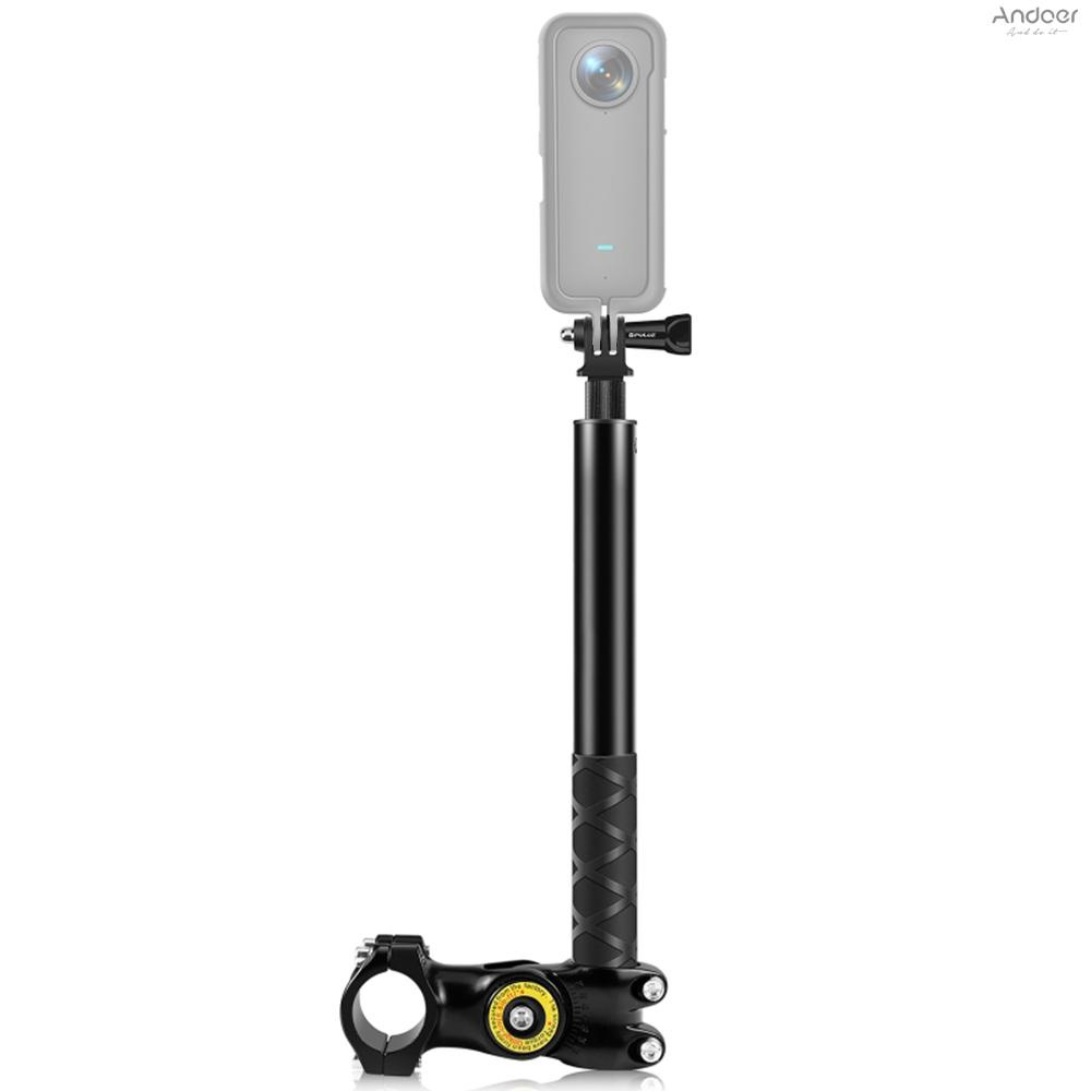 puluz-pu817-motorcycle-bike-selfie-stick-handlebar-mount-camera-bracket-27-9cm-113-5cm-adjustable-length-with-1-4-inch-screw-amp-sports-camera-mount-adapter-replacement-for-her