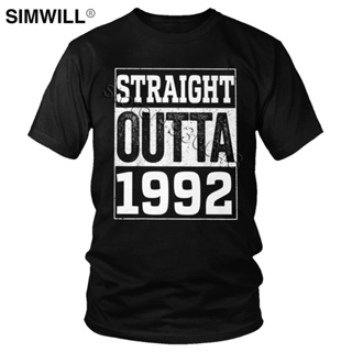 Straight Outta 1992 T Shirts for Men 100% Cotton Happy Birthday Gift Tshirt Short Sleeves Crew Neck Tee Tops Wholes_03