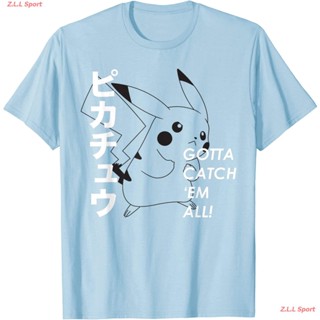 เสื้อยืดน่ารักโปเกมอน พิคาชู เสื้อยืดพิมพ์ลายการ์ตูน Pokemon Pikachu Gotta Catch Em T-Shirt เสื้อยืดผู้ เสื้อยืดผู้หญิง
