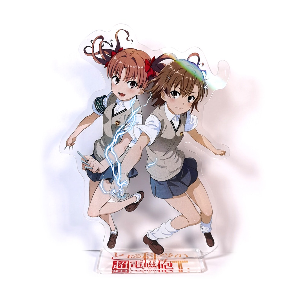 โมเดลฟิกเกอร์สแตนดี้-อะคริลิค-toaru-kagaku-no-railgun-mikoto-misaka-kuroko-shirai-สําหรับตกแต่งโต๊ะทํางาน