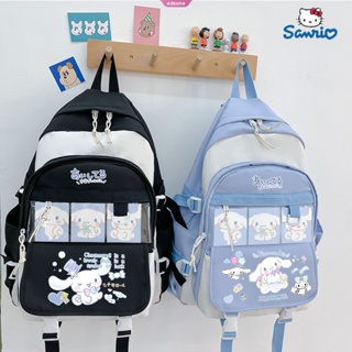 กระเป๋าเป้สะพายหลัง ผ้ากํามะหยี่ขนนิ่ม ขนาดใหญ่ ลายการ์ตูนอนิเมะ Sanrio Cinnamoroll สีดํา สีฟ้า เหมาะกับของขวัญ สําหรับนักเรียน คอมพิวเตอร์
